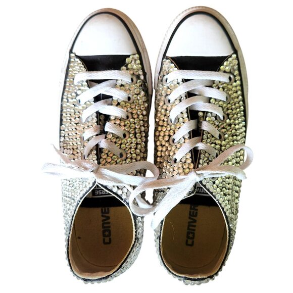 Custom Converse All Star Low-Top Sneakers w/Rhinestone Embellishments  Women's 7 - Picture 8 of 10